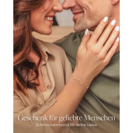 LOUISA SECRET Women's Layered Bracelet with Zirconia Pendants Double Chain Women's 925 Sterling Silver Gold Bracelets Adjustable Valentine's Day Mother's Day Birthday Christmas Gifts for Her Women,