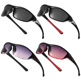 TOODOO 4 Pairs Men Polarized Sunglasses with UV Protection Driving Glasses Sports for Sport Outdoor Activities (Lovely Colors)