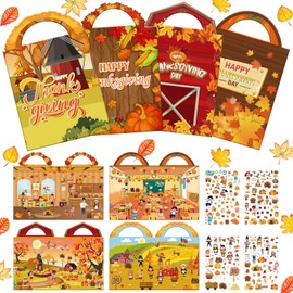 Thanksgiving Puffy Sticker Scene for Kids Make a Scene Fall 3D Reusable Sticker Play Set Calssroom Autumn Activity Book Make Your Own Stickers Thanksgiving Party Supplies for Party 200 Puffy Sticker