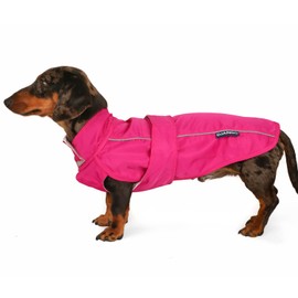 DJANGO City Slicker All-Weather Dog Jacket & Water-Repellent Raincoat with Reflective Piping (Large, Cerise Pink)