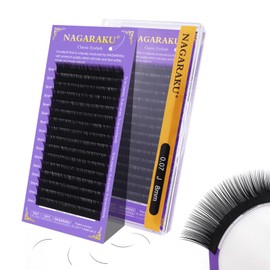NAGARAKU Individual Eyelashes, 1:1 Individual Eyelashes, Volume Eyelashes, Classic Eyelash Extension, Soft, Natural, 1 to 1 Eyelashes, Single Eyelash, Matte Black, 16 Rows, High Capacity (0.07 J 8 mm)