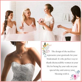 DHQH Bridesmaid Proposal Gifts Leaf Pandent Necklace With 26 Initials Tiny Cute Initial Pendant I Couldn't Tie The Knot Without You Cubic Zirconia Necklace for Women, silvery-a