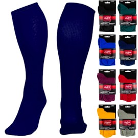 Rawlings Performance Baseball Socks | 1 Pair | Multiple Sizes & Colors, Navy, Medium