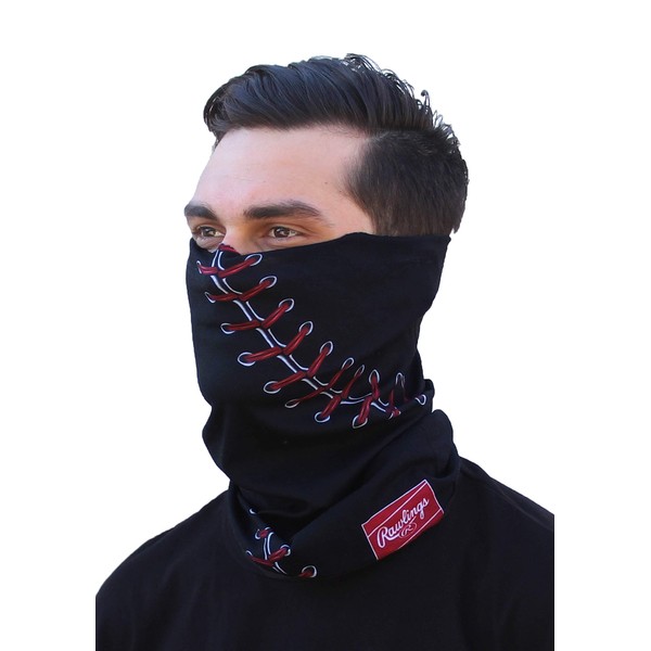 Rawlings Multi-Functional Face, Neck and Head Gaiter - Black Baseball Stitched
