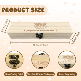 CHGCRAFT Pregnancy Test Keepsake Box Angel Surprise Wooden Pregnancy Announcement Box with Raffia Ribbon and Lock Wood Announced Box for Grandparents Dad Aunt and Uncle, 8x2x1.2inch