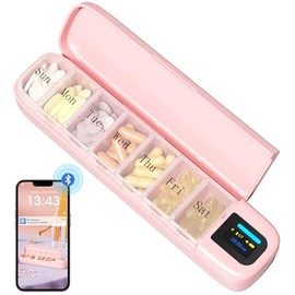Daviky Pastillero Automático, Pastillero Inteligente Con Alarma, Pastillero De 7 Días Con Aplicación, Pastillero De Viaje Semanal, Recordatorio Portátil De Pastillas Para Medicamentos, Suplementos Y V