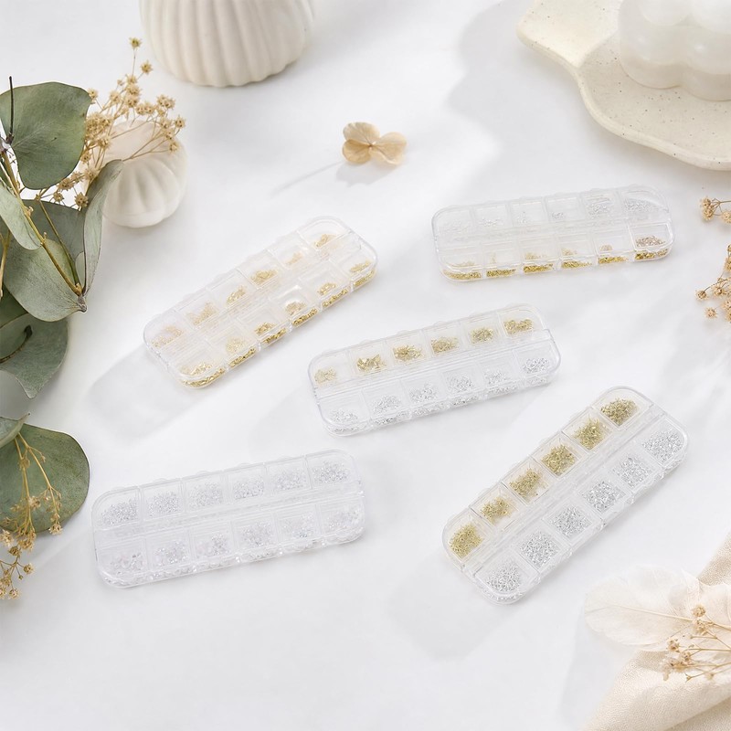 5 Boxes Nail Charms, Nail Gems for DIY Nail Art