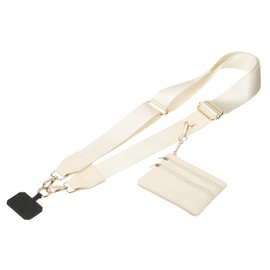 PATIKIL Adjustable Phone Strap with Zippered Wallet and Patches Anti-Theft Cellphone Lanyard for Gym Concerts Travel Shopping, Beige