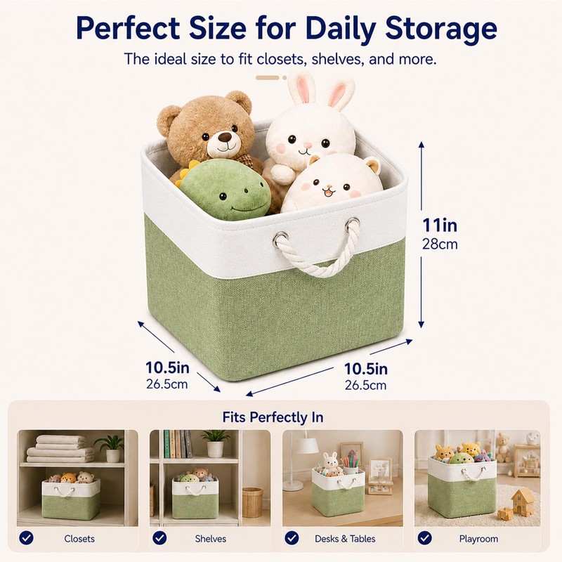Guoovvs Fabric Storage Cubes, 11 inch cube storage bin with