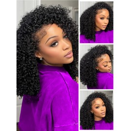 Kinky Curly Half Wig Human Hair 3 In 1 Seamless Flip Over Half Wigs Human Hair Glueless Wear and Go 220 Density Beginner Friendly Drawstring Headband Wig for Women (KC Half Wig, 20 Inch)