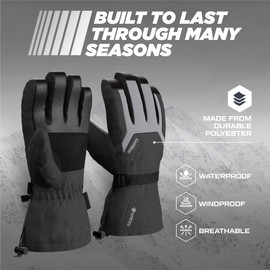 Gordini Men's Gore-Tex Gloves for Cold Weather & Wind Snowboard & Skiing Adjustable Straps Keeping Waterproof Insulated Warm