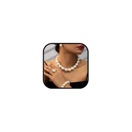 Pearl Necklace and Earrings Set with Bracelet Pearl Stud Earrings Jewelry for Women Luxury Wedding Guest Accessories Large Cultured Pearls Jewelry Set for Formal Events