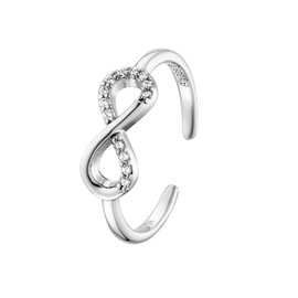 Engelsrufer ERR-INFINITY-ZI Women's Infinity Ring Sterling Silver with Zirconia in Silver Colour Adjustable, Silver, Cubic Zirconia