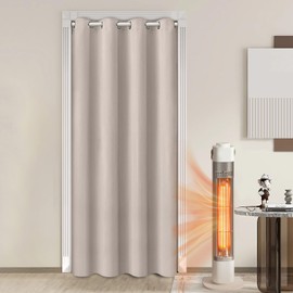 Lapalife Blackout Door Curtain with Eyelets, Room Darkening, Thermal Insulated Curtain Drape for Doors and Windows for Windows and Doors, Thermal Insulating, Home and Decoration, 132 x 244 cm, Beige