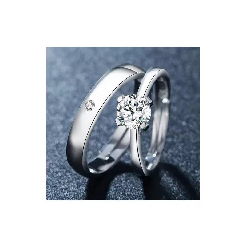 Monbelle 2 Anillos Duo Promesa Plata Fina 925 Amor Parejas