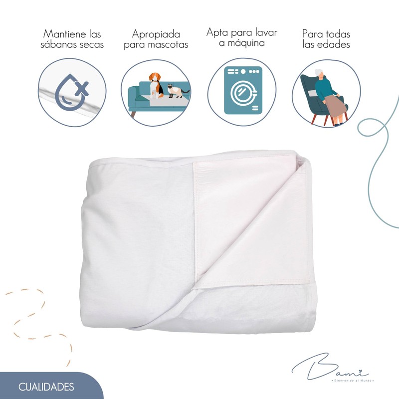 BAMI -Sábana Impermeable de Algodón- Protector de Colchón Repelente a