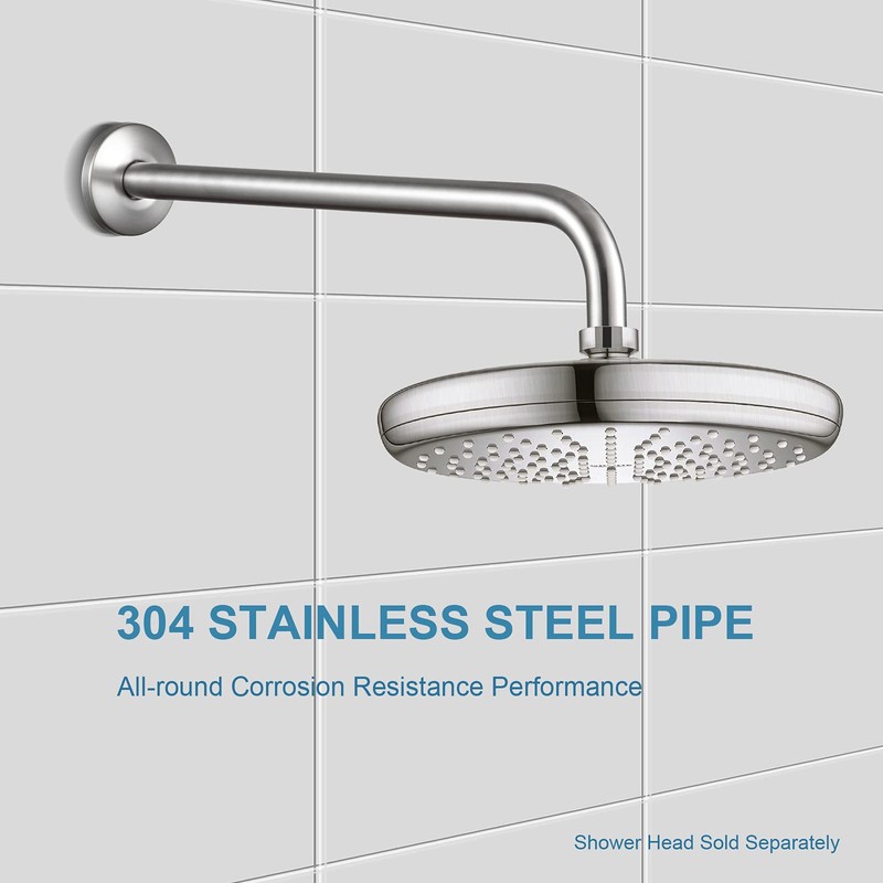 OFFO Shower Arm with Flange, 16 in Brushed Nickel Wall