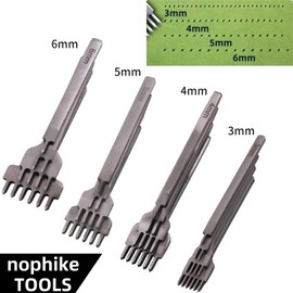 Leather Craft Kits Pricking Irons，Profession Diamond Lacing Stitching Chisel Set 3mm（1/2/4/6 Prong） DIY Home or Craft Projects，3/4/5/6mm Options, nophike Tools（3 MM）