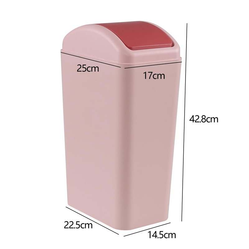 Dehouse 12 L Trash Bin with Swing-top Lid, Plastic Small