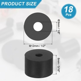 uxcell 18 Pcs Multi Purpose Rubber Spacer, 0.1" OD x 0.5" ID x 0.3" Thickness Anti-Vibration Isolation Rubber Bushings Grommets Spacers Washers for Home Cars Boat Accessories (Black)
