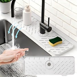 OFFCURVE te trae el futuro de la organización: Accesorio avanzado que Dimensiones y Ajuste Preciso: Tapete para fregadero de cocina, medida de la alfombrilla: 37*14,5.