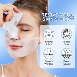 Collagen Face Mask with Vitalizing Probiotic, 6 EA Real Deep Hydrating Overnight Face Mask Glass Glow, Facial Wrinkle Lifting Sheet Masks, Korean Skin Care for Women