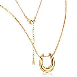 SHERCHPRY Horseshoe Pendant Necklace Gold, Horseshoe Necklace for Women, Horse Necklace, Good Luck Necklace for Birthday Mothers Day Present (Golden)