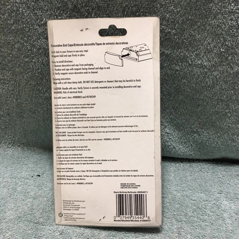 Utilitech Decorative End Caps #0004211 Satin Nickel Finish Magnetic Back