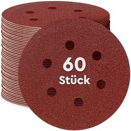 EffektWerk Sanding Discs (60 Pack, 6 Holes) 150mm Multi Grits Sandpaper (40, 60, 80, 120, 180, 240, 320, 400, 600, 800)