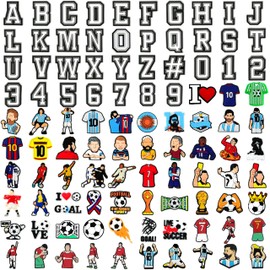 100PCS Soccer Charms for Shoes PVC Random Shoe Accessories Bulk for Wristband Bracelet Decoration