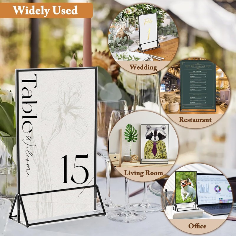 Floroom 6 Pack 5x7 Inch Clear Acrylic Sign Holders, Double-Sided