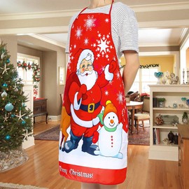 Christmas Aprons for Women Men Cartoon Kitchen Aprons Santa Snowman Elk Adult Pinafore Merry Christmas Sign Dinner Party Apron Decor Novelty Aprons for Xmas Restaurant House Kitchen Cooking Baking BBQ