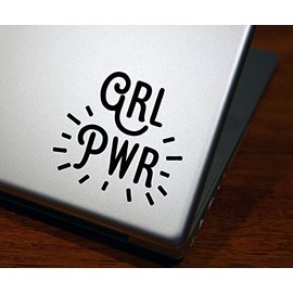 GRL PWR Decal - Girl Power Vinyl Sticker - Strong Female, Girls Rock, Feminist Gift, Powerful Woman - for Laptop, Notebook, MacBook, Planner (4 inches Tall, Black)