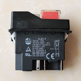 KEDU Waterproof Electromagnetic Push Button Switch for Industrial Machine Tools and Power Tools 16(12) A 250V 18A(AC-1)/15A(AC-3) 2HP 220-240V 5E4(KJD17-5Pins-250V)