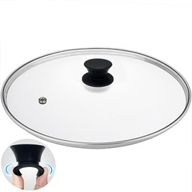 Glass lid for Large Pots and Pans, 13.25 Inch 33.7 cm Cover for Replacement, Clear Commercial Lid for Cookware Cooking, Frying Pans, Wok (Black)