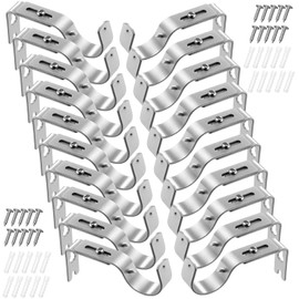 Frienda 20 Pcs Silver Curtain Rod Support Brackets Adjustable Curtain Rod Hangers for 1 Inch Diameter General Hardware Holders Wall Bracket Hanger Hooks with Screws