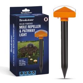Brookstone Solar-Powered Mole Repeller & Pathway Light – Dual-Purpose Sonic Mole Deterrent, LED Yard Light, Weatherproof, Pet & Family Safe, Covers 1600 sq. ft.