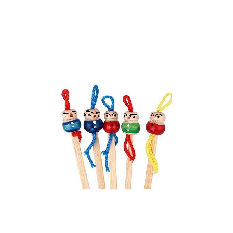uxcell 5 Pcs Ear Bamboo Pick Cleaner, Cute Doll Head