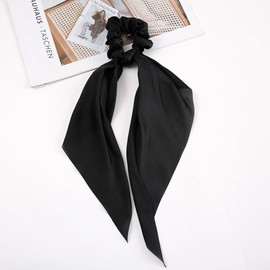 4 Pcs Hair Scarf, Cute Ribbon Bow Hair Ties for Women Satin Hair Scrunchies with Ribbon Tails Elastic Hair Bands Ponytail Holder Hair Accessories (Style 1, One size)