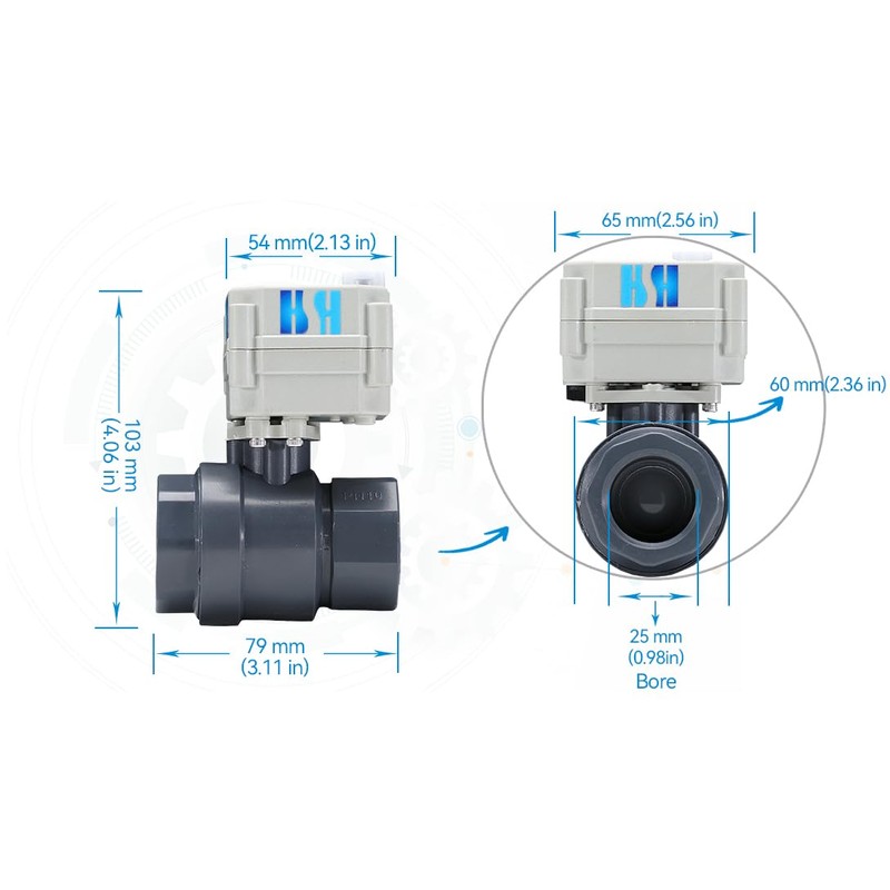 HSH-Flo PVC 2 Way 1/2" 12VDC 24VAC/DC On/Off Plastic Auto