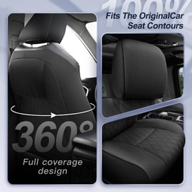 GIANT PANDA Full Set Seat Covers for Jeep Wrangler JK 4 Door 2013-2017 Sahara Sport Rubicon Unlimited Willys Wheeler Altitude,Faux Leather Seat Protectors (Full Set, Black+Gray Lin)