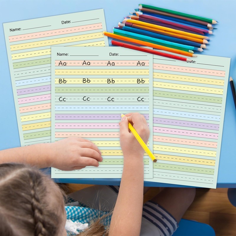OBUSATT 100 Sheets Multi-Color Raised Line Paper Kindergarten Practice Tactile