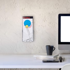 Relaxdays Flyer Stand, DIN Long, 1 Compartment, for Standing and Hanging, Acrylic, Wall Brochure Holder, 20 x 11 x 8.5 cm, Transparent