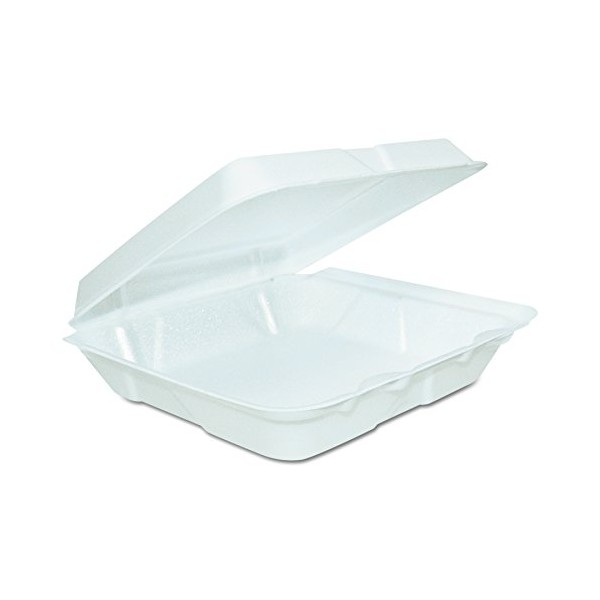 Dart 80HT1R Foam Hinged Lid Containers, (L) 8 x (W) 7.5 x (H) 2.3, White (Case of 200)