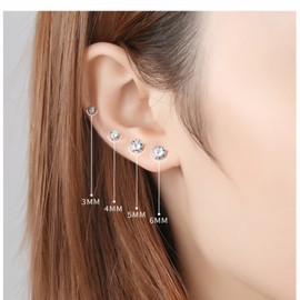 6 Pairs 18G Stainless Steel Cubic Zirconia Stud Earrings for Women Men Cartilage Ear Piercing Helix Tragus Flat Screw Backs 3mm 4mm 5mm 6mm 7mm 8mm Set Crystal Cubic Zirconia, Crystal, Cubic Zirconia