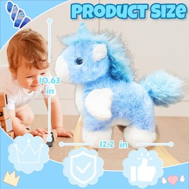 LoYuSenn 12" Winged Unicorn Stuffed Animal, Soft Blue Horse Stuffed Animals Plush Toys for Kids ＆ Babies, Cute Unicorn Plush Toys for Easter Basket Stuffers, Gifts, Children's Bedroom Decorations