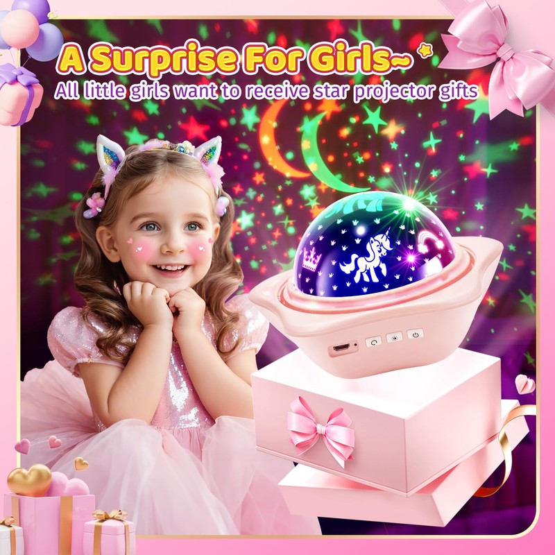 PIKOY Night Light for Kids, 90 Modes+6 Films+Dimmer+Timer+Remote Kids Night