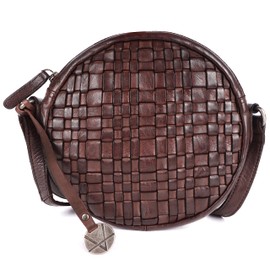 VILENCA HOLLAND Genuine Leather Round Crossbody Bags For Women, Sling Bag For Women Crossbody Purse Trendy Casual Office Bag With Adjustable Strap (VL-171-BROWN)