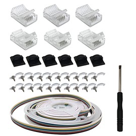 GIDERWEL RGBWW 6 Pin LED Strip Connectors with 16.4ft Extension Cable,6 Pack 12mm LED Strip RGBCW to Wire Solderless Transparent Track Lighting Connector for All Standard 6 Pin RGBCCT LightStrip Plus