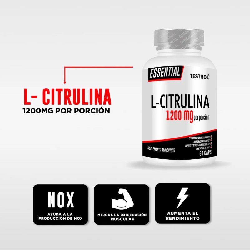 L-Citrulina 1200mg | Testrol Essential | 60 Cápsulas